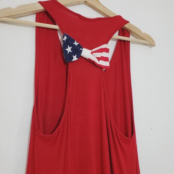First Look | Patriotic USA Red White Blue Back Bow Racerback Tank Dress - Picture 4 of 5